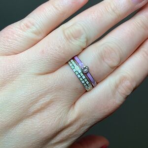 Pura Vida Elegant Purple and Silver Ring Set Size 10